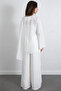 Asymmetrical Cut Scarf Suit 266009 - White - 6
