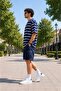 Striped Navy Blue Oversize T-Shirt (E23-0046) - 2