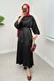 Satin Skirt Suit 2283- Dark Blue - 3