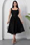 Square Neck Sequined Lace Dress with Gloplu Bal165