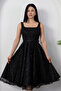 Square Neck Sequined Lace Dress with Gloplu Bal165 - 3