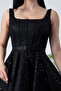 Square Neck Sequined Lace Dress with Gloplu Bal165 - 2