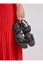 Ghench Luna Black Genuine Leather Women's Sandals