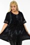 Short Sleeve Tunic with Flock Printed Rose Motif and Lace Skirt and Sleeve End - 5