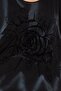 Short Sleeve Tunic with Flock Printed Rose Motif and Lace Skirt and Sleeve End - 7