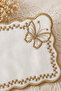 Butterfly Embroidered Coffee Presentation Napkins – Set of 6 Fabric Cocktail Napkins - 3