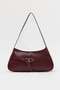 Burgundy D60 Buckle Detailed Zippered Minimal Design Modern Style Daily Women's Shoulder and Baguette Bag