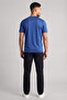 Men's Regular Fit Patterned Round Neck Short Sleeve Navy Blue T-Shirt - 2