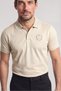 Men's Regular Fit Logo Embroidered Cotton Short Sleeve Beige Polo Neck T-Shirt - 4
