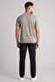 Men's Regular Cut Round Neck Logo Patterned Short Sleeve Gray T-Shirt - 3