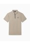 Men's Slim Fit Short Sleeve Logo Zippered Beige Polo Neck T-Shirt - 5