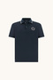 Men's Regular Fit Logo Embroidered Cotton Short Sleeve Blue Polo Collar T-Shirt