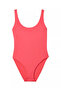 Women's Strappy Ck Lettering Patterns Low Back Cutout Stretch Fabric Pink Swimsuit - 5