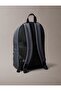 Men's Zipper Closure Small Compartment Ck Letter Pattern Leather Metal Logo Gray Backpack - 2