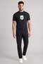 Men's Cotton Short Sleeve Crew Neck Armani Text Detail Black T-Shirt - 2