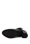 Women's Black Zippered Thick Heeled Boots - 6