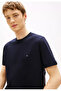Men's Regular Cut Round Collar Cotton Short Sleeve Navy Blue T-Shirt - 3