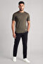 Men's Short Sleeve Crew Neck Regular Fit Brown T-Shirt - 3