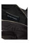 Women's Embossed Logo Woven Fabric Zippered and Long Strap Black Shoulder Bag - 3