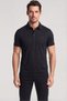 Men's Regular Fit Metallic Logo Detailed Cotton Short Sleeve Black-Gold Polo Collar T-Shirt