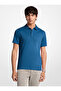 Men's 100% Cotton Logo Short Sleeve Blue Polo Collar T-Shirt
