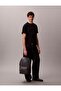 Men's Zipper Closure Small Compartment Ck Letter Pattern Leather Metal Logo Gray Backpack - 5