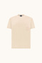 Men's Regular Fit Round Collar Logo Embroidered Cotton Short Sleeve Beige T-Shirt - 2