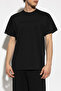Men's Regular Fit Cotton Embossed Logo Patterned Round Collar Short Sleeve Black T-Shirt 80Gahe09 C