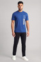 Men's Regular Fit Crew Neck Patterned Short Sleeve Navy Blue T-Shirt - 2