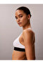 Women's Logo Printed White Bra with Elastic Bands, Pack of Adjustable Strap - 3