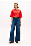 Women's Short Sleeve Crew Neck Relaxed Fit Red T-Shirt - 2