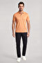 Men's Button Closure Short Sleeve 100% Cotton Orange Polo Neck T-Shirt - 2