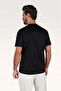 Men's Regular Fit Round Collar Cotton Logo Embroidered Short Sleeve Black T-Shirt - 4
