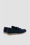 Men's Navy Blue Loafer Shoes with Embroidered Logo and Stitching Detail - 3