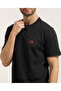 Men's Crew Neck Short Sleeve Cotton T-Shirt with Text Pattern on the Front in Black - 3