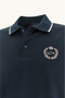 Men's Regular Fit Logo Embroidered Cotton Short Sleeve Blue Polo Collar T-Shirt - 2