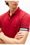 Men's Regular Fit Logo Flag Embroidered Cotton Short Sleeve Red Polo Collar T-Shirt - 3