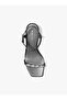 Women's Low Heel Open Toe Metallic Logo Accessory Leather Black Classic Heeled Shoes 40R6Dims1 - 3