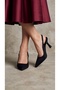 Women's Black Z.Satin Open Back Rubber Detailed Pointed Toe Evening Dress Shoes 9cm Byndprszar01 - 8