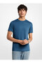 Men's Regular Fit Crew Neck Brand Logo Short Sleeve Blue T-Shirt