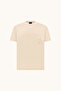 Men's Regular Fit Round Collar Logo Embroidered Cotton Short Sleeve Beige T-Shirt - 2