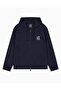 Men's Regular Fit Ax Logo Detailed Zippered Hooded Long Sleeve Navy Blue Sweatshirt - 5