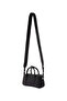 Women's Embossed Logo Woven Fabric Zippered and Long Strap Black Shoulder Bag - 4