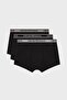 Men's Logo Detailed Elastic Waistband Stretchy Cotton Triple Pack Black Boxer Briefs