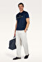 Men's Regular Fit Round Collar Logo Embroidered Cotton Short Sleeve Navy Blue-Gold T-Shirt - 2