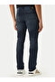 Men's Regular Waist Straight Leg Cotton Denim Navy Blue Jeans - 5