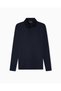 Men's Lightweight Breathable Cotton Fabric Regular Cut Logo Detailed Long Sleeve Navy Blue Polo Neck T-S - 5