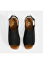 Women's Black Adjustable Buckle Detailed Suede Wedge Heeled Sandals - 7