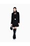 Women's Notched Collar Long Sleeve Button Closure Pocket Detail Black Coat - 2