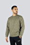 Men's Regular Fit Crew Neck Long Sleeve Green Sweatshirt - 2